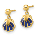 14k Madi K Polished Blue Enameled Shell Post Dangle Earrings - Product Photo