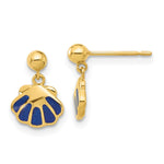 14k Madi K Polished Blue Enameled Shell Post Dangle Earrings - Product Photo