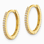 14K Yellow Gold Polished CZ 1.25mm Hinged Huggie Hoop Earrings - Product Photo