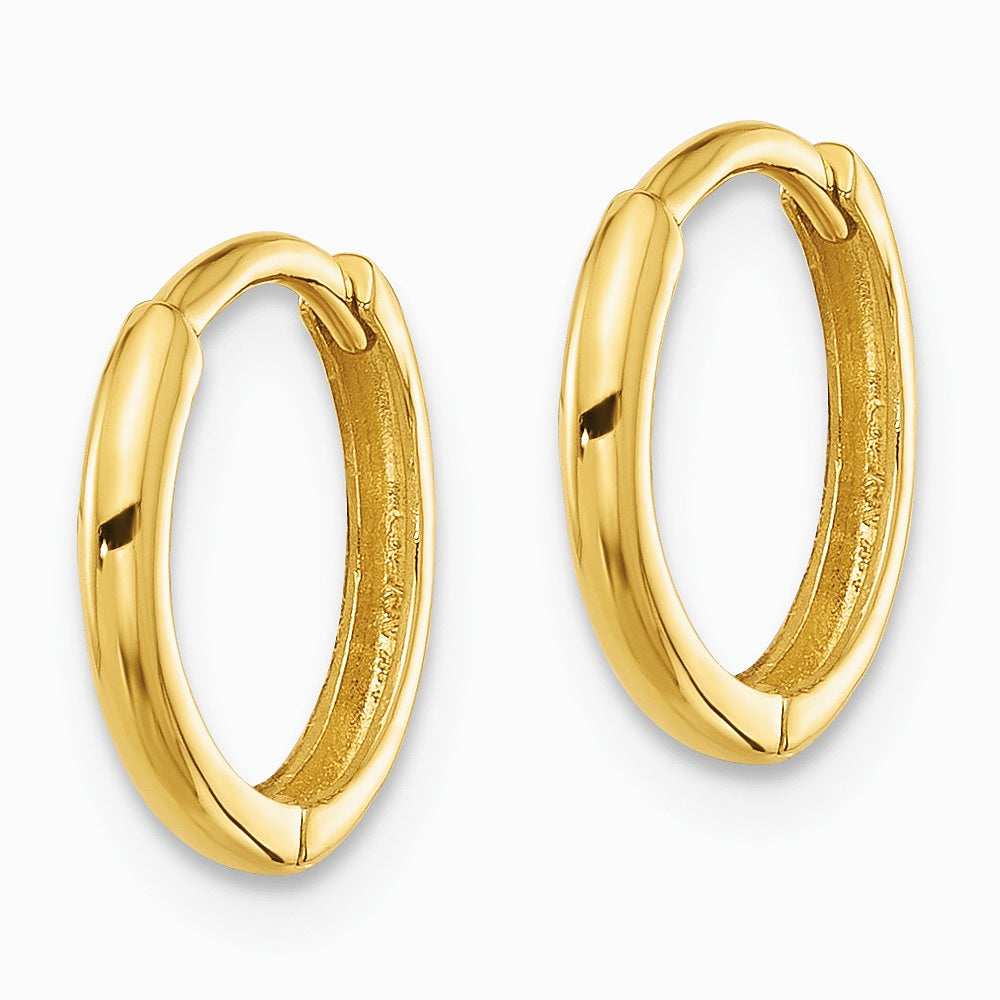14K Yellow Gold Polished 1.45mm Hinged Huggie Hoop Earrings - Product Photo