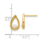 14K Polished Freshwater Pearl Teardrop Post Earrings - Product Photo