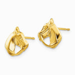 14K Yellow Gold Polished Horse Head Post Earrings - Product Photo