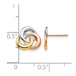 14K Tri-color 3 Circle Post Earrings - Product Photo