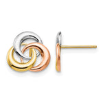 14K Tri-color 3 Circle Post Earrings - Product Photo