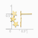 14K Yellow Gold Polished 3-Star Post Earrings - Product Photo