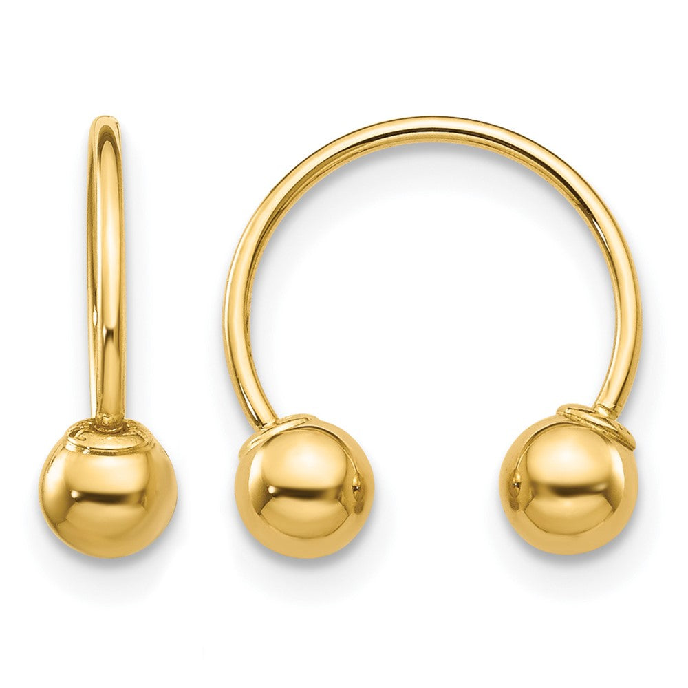 14K Yellow Gold Open Hoop Beaded Earrings