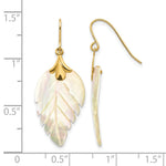 14k Madi K Mother of Pearl Leaf Dangle Earrings - Product Photo