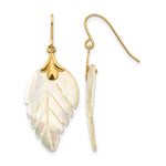 14k Madi K Mother of Pearl Leaf Dangle Earrings - Product Photo
