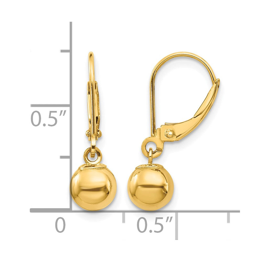 14k Madi K Dangle 6mm Bead Leverback Earrings - Product Photo