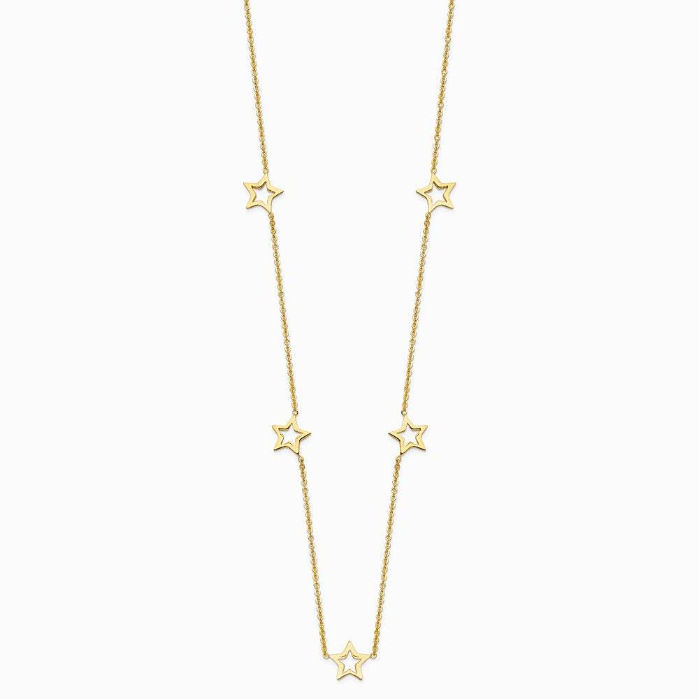 14K Yellow Gold Star with 2in Extension Necklace - Product Photo