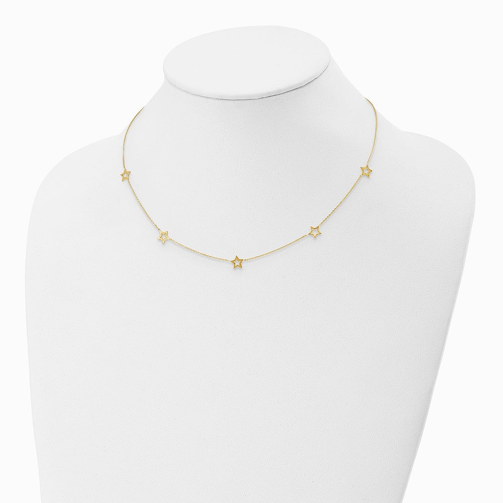 14K Yellow Gold Star with 2in Extension Necklace - Product Photo