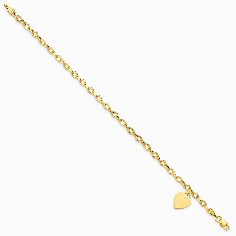14K Yellow Gold Dangle Heart Child's Bracelet - Product Photo