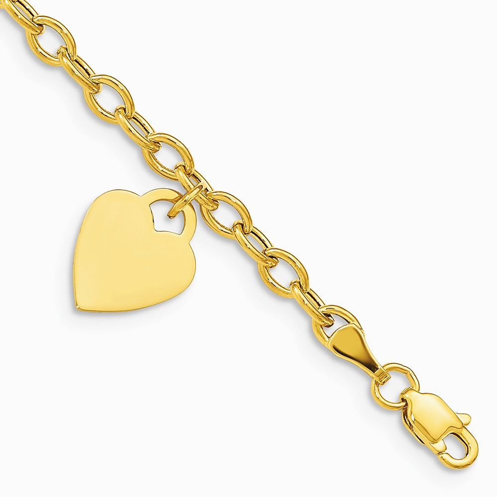 14K Yellow Gold Dangle Heart Child's Bracelet - Product Photo