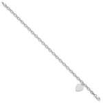 14K White Gold Dangle Heart Bracelet - Product Photo
