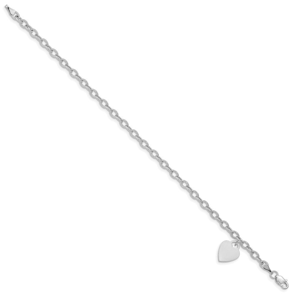 14K White Gold Dangle Heart Bracelet - Product Photo