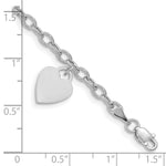 14K White Gold Dangle Heart Bracelet - Product Photo