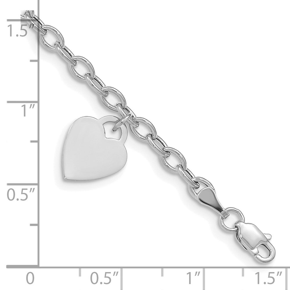 14K White Gold Dangle Heart Bracelet - Product Photo