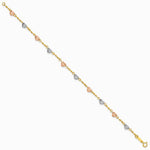 14K Tri-color Puff Heart Bracelet - Product Photo