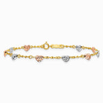 14K Tri-color Puff Heart Bracelet - Product Photo