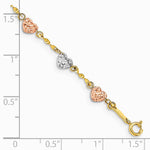 14K Tri-color Puff Heart Bracelet - Product Photo
