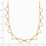 14K Yellow Gold Oval Cable with Open Flat Hearts 16 inch w/ 2in ext Necklace - Product Photo