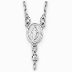 14K White Gold 3mm Mirror Beaded Rosary 24 inch Necklace - Product Photo