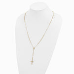 14K Yellow Gold 3mm Mirror Beaded Semi-solid Rosary Necklace - Product Photo