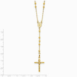 14K Yellow Gold 3mm Mirror Beaded Semi-solid Rosary Necklace - Product Photo