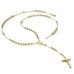 14k 4mm Mirror Beaded Semi-solid Rosary 24 inch Necklace - Product Photo