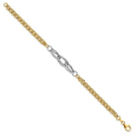 14K Two-tone Diamond-Cut & Polished 7.5in Fancy Link Bracelet - Product Photo