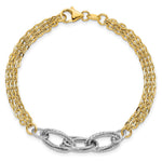 14K Two-tone Diamond-Cut & Polished 7.5in Fancy Link Bracelet - Product Photo