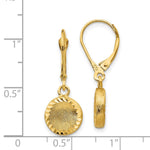 14k Brushed and Polished Diamond-cut Circle Leverback Earrings - Product Photo