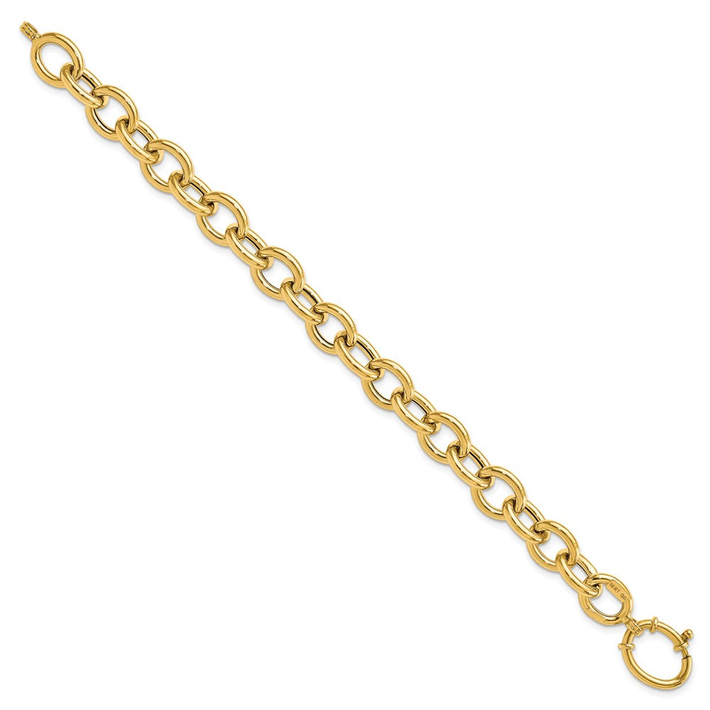 14K Yellow Gold Polished Fancy Oval Link Bracelet - Product Photo