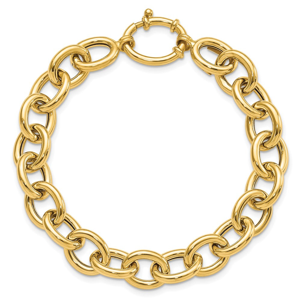 14K Yellow Gold Polished Fancy Oval Link Bracelet