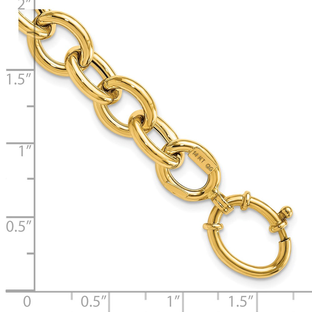 14K Yellow Gold Polished Fancy Oval Link Bracelet - Product Photo