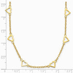 14K Yellow Gold Polished Open Hearts on Heart Link 16in Necklace - Product Photo