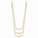 14K Yellow Gold Polished 3 Strand w 2in Extension Drop Bar Necklace - Product Photo