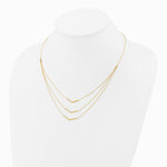 14K Yellow Gold Polished 3 Strand w 2in Extension Drop Bar Necklace - Product Photo
