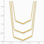 14K Yellow Gold Polished 3 Strand w 2in Extension Drop Bar Necklace - Product Photo