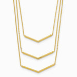 14K Yellow Gold Polished 3 Strand w 2in Extension Drop Bar Necklace - Product Photo