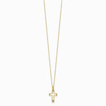 14K Yellow Gold Polished CZ Cross Pendant Necklace - Product Photo