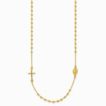 14K Yellow Gold Polished Cross Rosary 16 inch Necklace - Product Photo