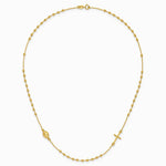 14K Yellow Gold Polished Cross Rosary 16 inch Necklace - Product Photo