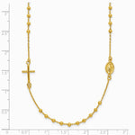 14K Yellow Gold Polished Cross Rosary 16 inch Necklace - Product Photo