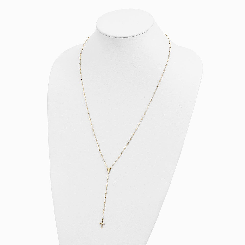 14K Yellow Gold Polished Rosary 24 inch Necklace - Product Photo