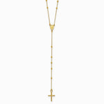 14K Yellow Gold Polished Rosary 24 inch Necklace - Product Photo