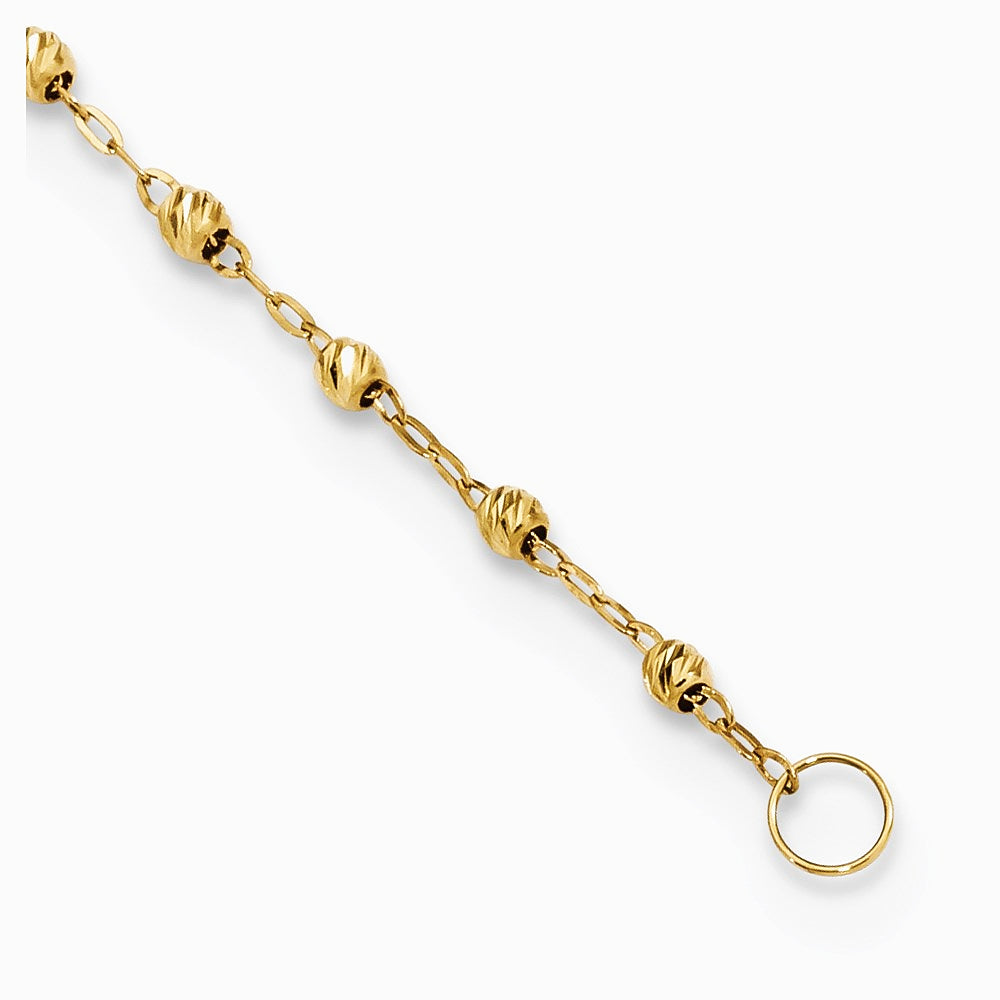 14K Yellow Gold Gold Polished & Diamond-Cut with 3in ext. Rosary Necklace - Product Photo