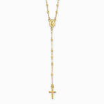 14K Yellow Gold Gold Polished & Diamond-Cut with 3in ext. Rosary Necklace - Product Photo
