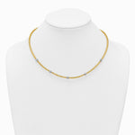 14K Yellow & Rhodium Pol. with Rhodium Diamond-Cut Bead Flexible Mesh Necklace - Product Photo