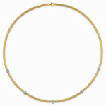 14K Yellow & Rhodium Pol. with Rhodium Diamond-Cut Bead Flexible Mesh Necklace - Product Photo